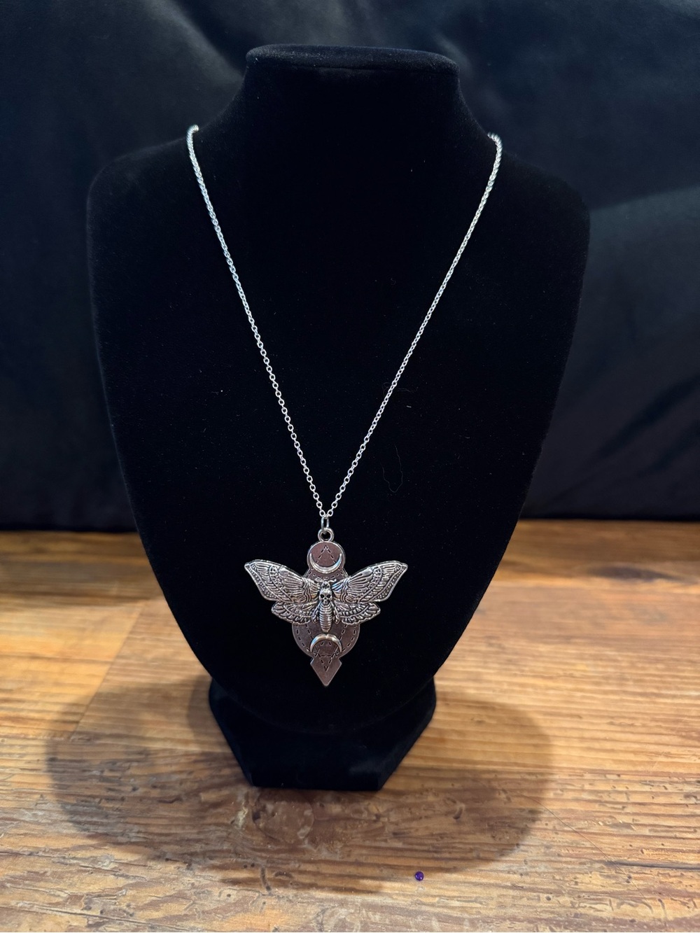Death moth silver necklace